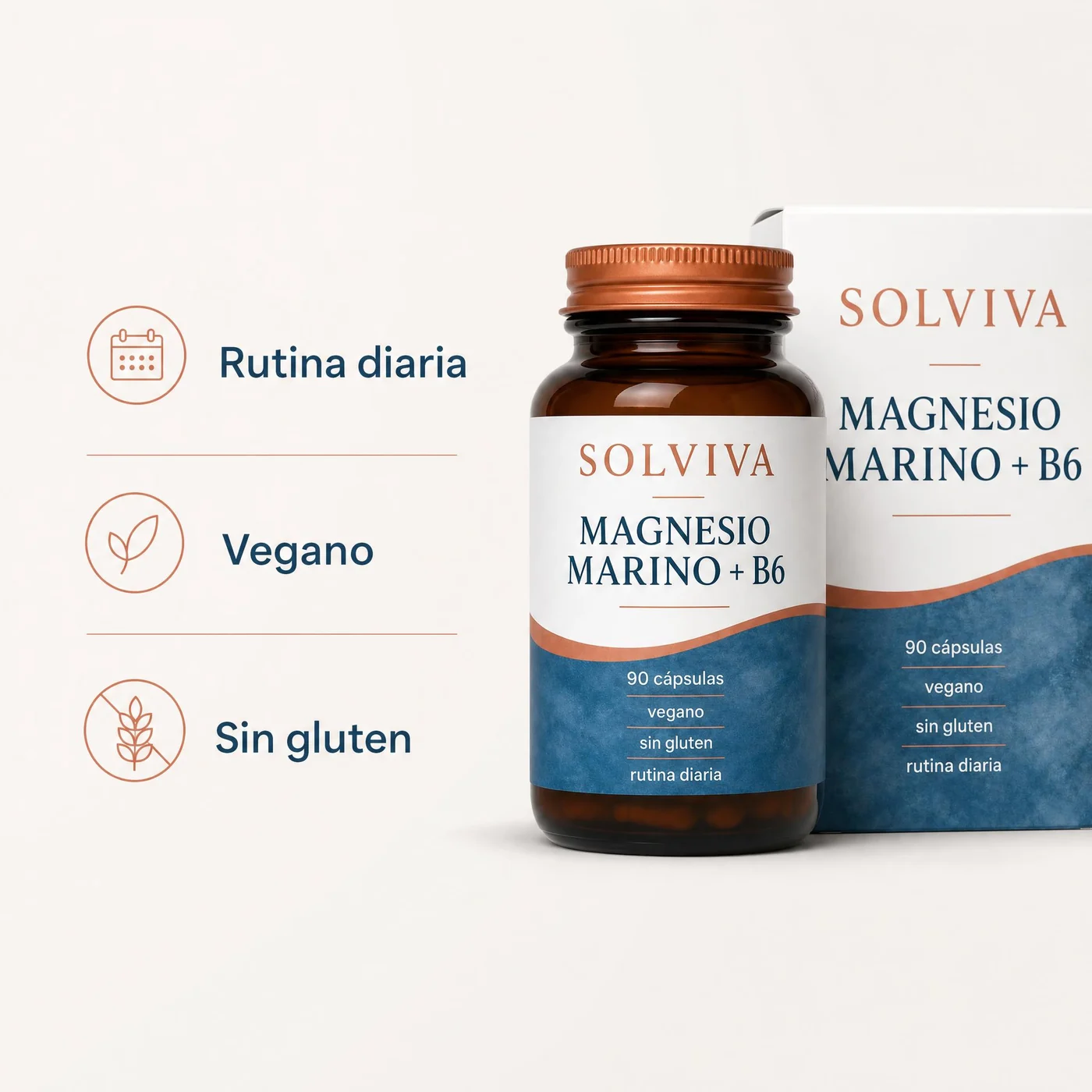 Spanish-language benefits infographic for a magnesium supplement
